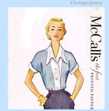 McCalls 9550: 1950s Uncut Misses Bowling Shirt 40 Bust Vintage Sewing Pattern