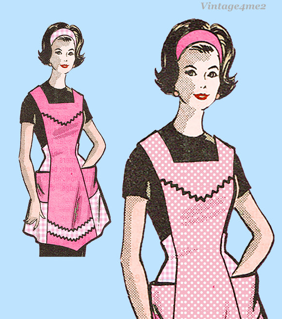 Marian Martin 9127: 1960s Misses Full Bib Apron Sz 34-36 B Vintage Sewing Pattern