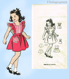 1940s Vintage Marian Martin Pattern 9128 Toddler Girls WWII Pinafore Dress Sz6