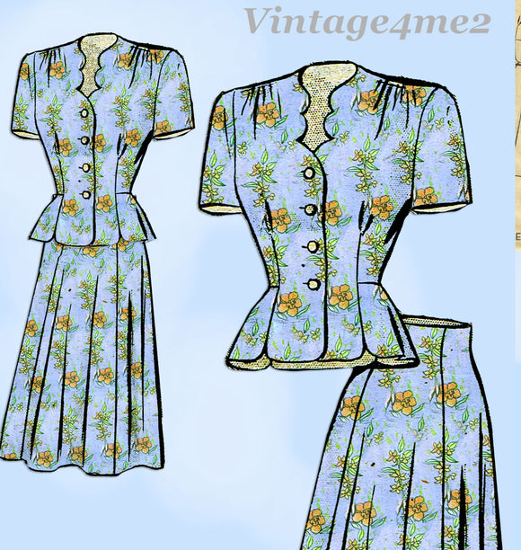 1950s Vintage Marian Martin Sewing Pattern 9164 Stunning Misses Suit Sz 36 B