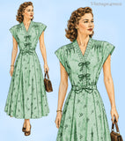 1940s Vintage Marian Martin Sewing Pattern 9209 Uncut Misses Shirred Dress 36 B