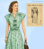 1940s Vintage Marian Martin Sewing Pattern 9209 Uncut Misses Shirred Dress 36 B