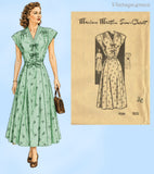 1940s Vintage Marian Martin Sewing Pattern 9209 Uncut Misses Shirred Dress 36 B