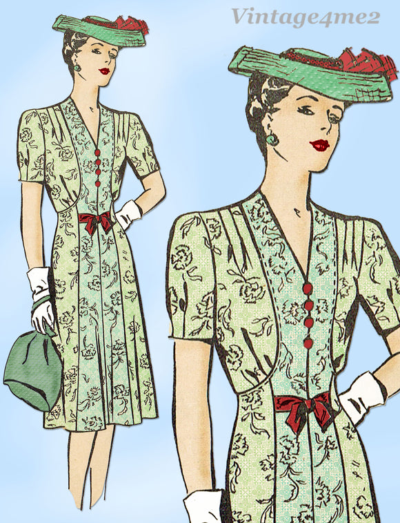 Marian Martin 9249: 1940s Misses WWII Street Dress Sz 40 B Vintage Sewing Pattern