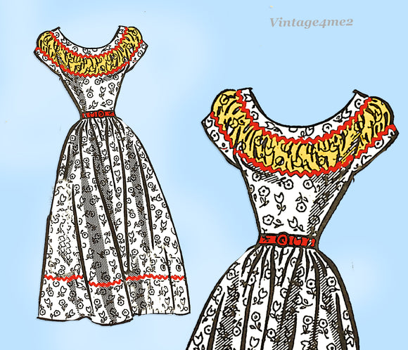 1950s Vintage Marian Martin Sewing Pattern 9271 Uncut Misses Patio Dress Sz 31 Bust