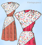 Marian Martin 9490: 1940s Lovely Misses WWII Dress Sz 34 Bust Vintage Sewing Pattern