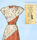 Marian Martin 9490: 1940s Lovely Misses WWII Dress Sz 34 Bust Vintage Sewing Pattern
