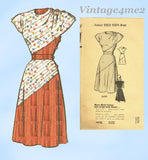Marian Martin 9490: 1940s Lovely Misses WWII Dress Sz 34 Bust Vintage Sewing Pattern