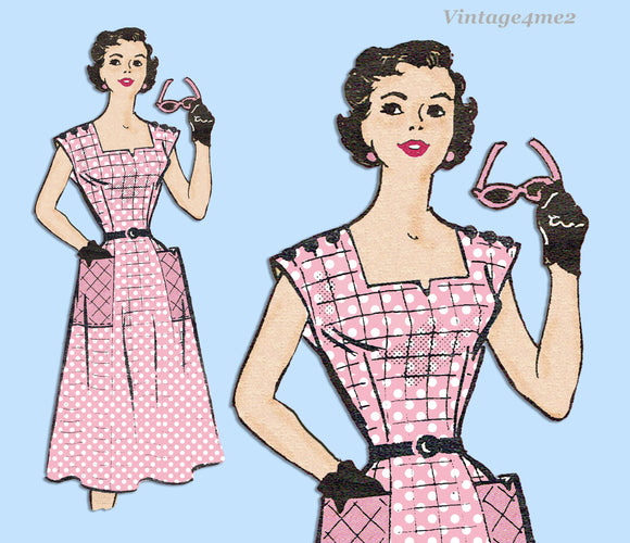 Marian Martin 9063: 1950s Misses Casual Sun Dress 36 B Vintage Sewing Pattern