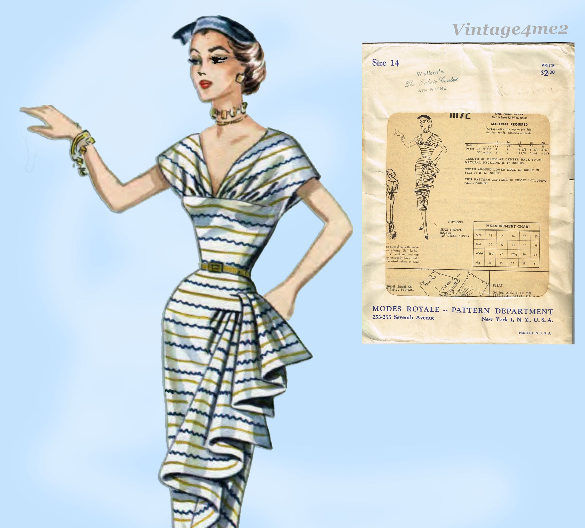 1950s Vintage Modes Royale Sewing Pattern 1072 Sexy Draped Panel Dress – Vintage4me2 1950s Vintage Modes Royale Sewing Pattern 1072 Sexy Draped Panel Dress – Vintage4me2