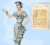 1950s Vintage Modes Royale Sewing Pattern 1072 Sexy Draped Panel Dress Sz 14
