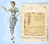 1950s Vintage Modes Royale Sewing Pattern 1072 Sexy Draped Panel Dress Sz 14