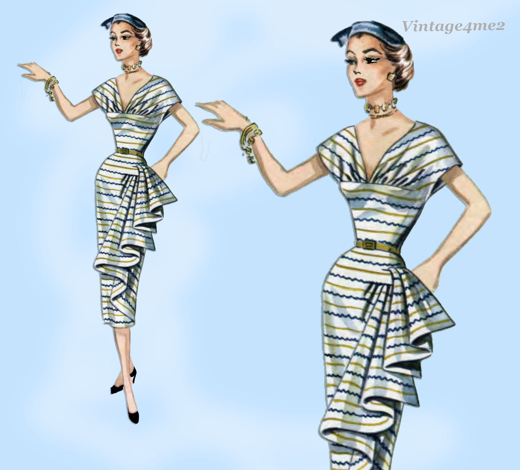 My Favorite Patterns for Dressing　アンティーク 1950s Vintage Modes Royale Sewing Pattern 1072 Sexy Draped Panel