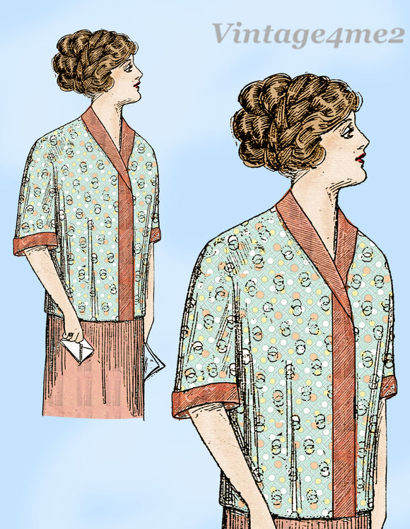 May Manton 7203: 1910s Misses Shirt Kimono Sz 34-36 B Vintage Sewing Pattern