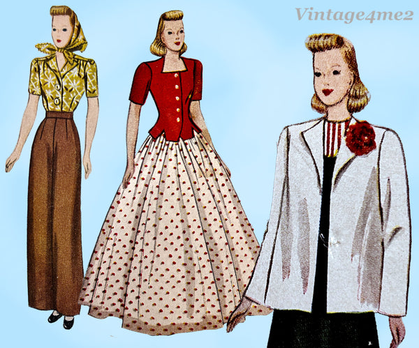 1940s Vintage McCall Sewing Pattern 1085 Rare 12.5in Manikin Display Doll Clothes Set