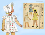 1940s Vintage McCall Sewing Pattern 1094 Sweet Uncut Toddler Girls Dress Sz 2