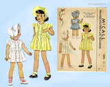 1940s Vintage McCall Sewing Pattern 1094 Sweet Uncut Toddler Girls Dress Sz 2