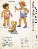 1940s Vintage McCall Sewing Pattern 1099 Cute Baby's Puppy Face Romper Size 1