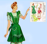 McCall 1124: 1940s Misses WWII Embroidered Apron Size Med Vintage Sewing Pattern