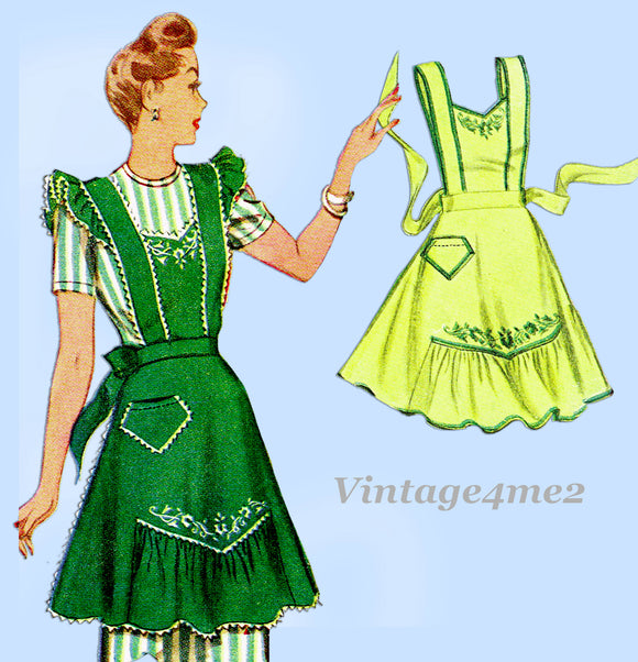 McCall 1124: 1940s Misses WWII Embroidered Apron Size Med Vintage Sewing Pattern