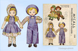 1940s Vintage McCall Sewing Pattern 1158 Uncut Sue and Sam Soft Dolls & Clothes