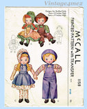 1940s Vintage McCall Sewing Pattern 1158 Uncut Sue and Sam Soft Dolls & Clothes