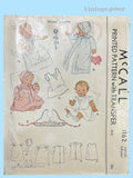 1940s Original Vintage McCall Pattern & Transfer 1162 Rare Complete Infant Layette Set