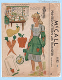McCall 1182: 1940s Misses WWII Apron with Sleeve Protectors Vintage Sewing Pattern