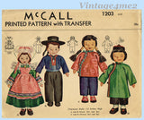 1940s Vintage McCall Sewing Pattern 1203 Uncut WWII 12in International Soft Dolls