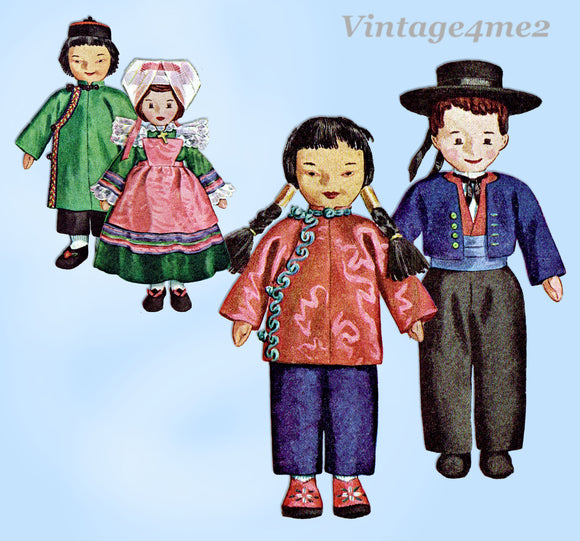 1940s Vintage McCall Sewing Pattern 1203 Uncut WWII 12in International Soft Dolls
