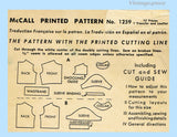 McCall's Pattern 1259 Pattern Pieces