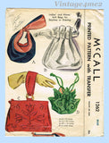 1940s Vintage McCall Sewing Pattern & Transfer 1262 Rare Misses Beaded Purse Set