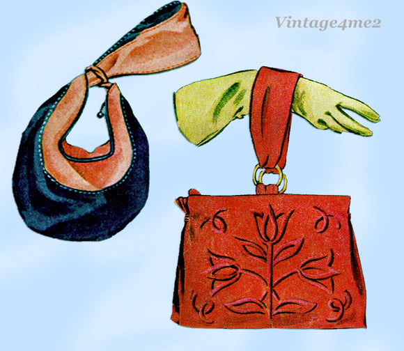 1940s Vintage McCall Sewing Pattern & Transfer 1262 Rare Misses Beaded Purse Set