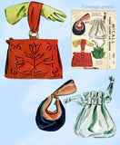 1940s Vintage McCall Sewing Pattern & Transfer 1262 Rare Misses Beaded Purse Set