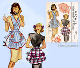 1940s Vintage McCall Sewing Pattern 1279 Misses Scallop Full Bib Apron Fits All