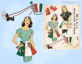 McCall 1376: 1940s Cute Misses Scotty Dog Apron Fits All Vintage Sewing Pattern