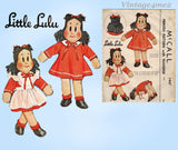 1940s Vintage McCall Sewing Pattern 1447 Rare Uncut 17in Little Lulu Soft Doll