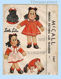 1940s Vintage McCall Sewing Pattern 1447 Rare Uncut 17in Little Lulu Soft Doll