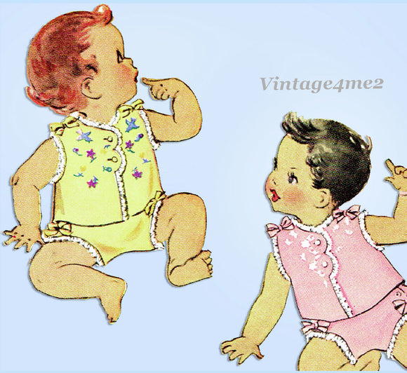 1940s Vintage McCall Sewing Pattern 1489 Cute Baby Shirt & Diaper Cover Sz 6 mos