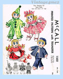 1940s Vintage McCall Sewing Pattern 1502 15 In Boy and Girl Sock Dolls & Clothes