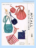 1950s Vintage McCalls Sewing Pattern 1508 Rare Misses Set of Purses & Handbags