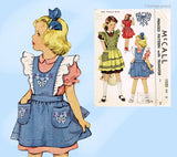 1950s Vintage McCalls Sewing Pattern 1533 Sweet Daughter Pinafore Apron Size 8