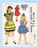 1950s Vintage McCalls Sewing Pattern 1533 Sweet Daughter Pinafore Apron Size 8