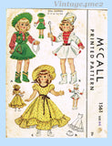 1950s Vintage McCalls Sewing Pattern 1561 Cute 14 Inch Toni Doll Clothes Set