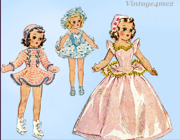 1950s Original Vintage McCall Pattern 1564 Cute 14 Inch Mary Hoyer Doll Clothes