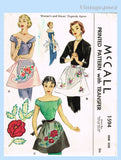 1950s Vintage McCall Sewing Pattern 1594 Misses Organdy Party Apron Fits All