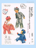 1950s Vintage McCalls Sewing Pattern 1623 Baby Boys Elephant Overalls Size 2