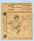 1900s Vintage McCall Sewing Pattern 1717 Ladies Gibson Girls Shirt Waist Sz 34 B