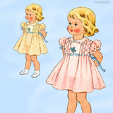McCalls 1718: 1950s Cute Uncut Baby Girls Dress Size 1 Vintage Sewing Pattern