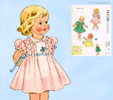 McCalls 1718: 1950s Cute Uncut Baby Girls Dress Size 1 Vintage Sewing Pattern